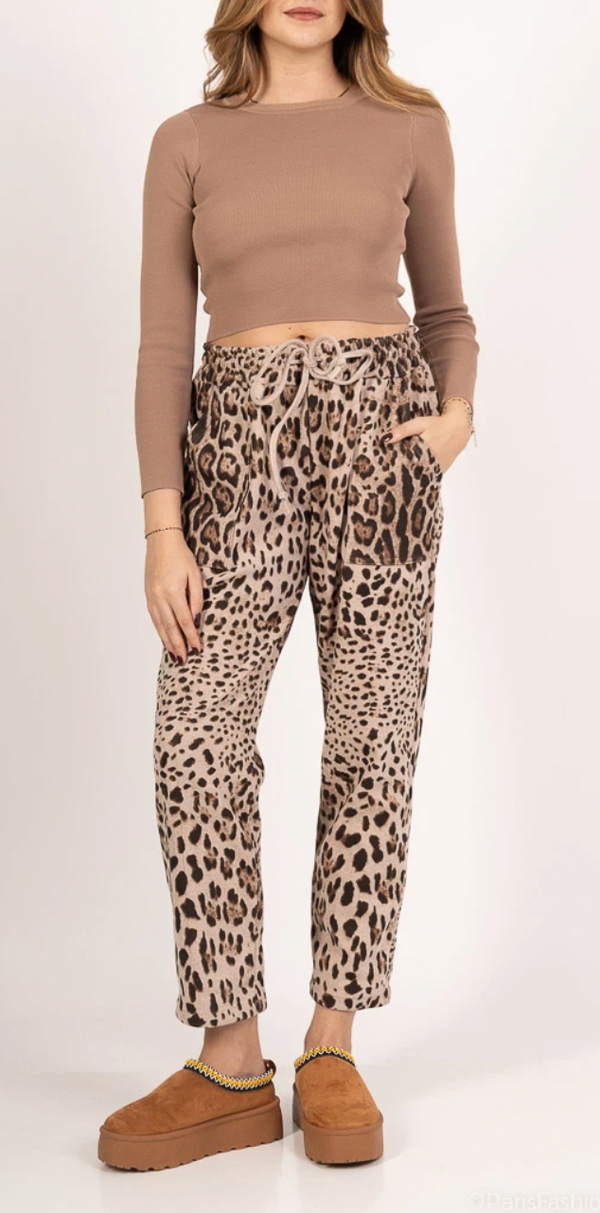 Drawstring Leopard Joggers