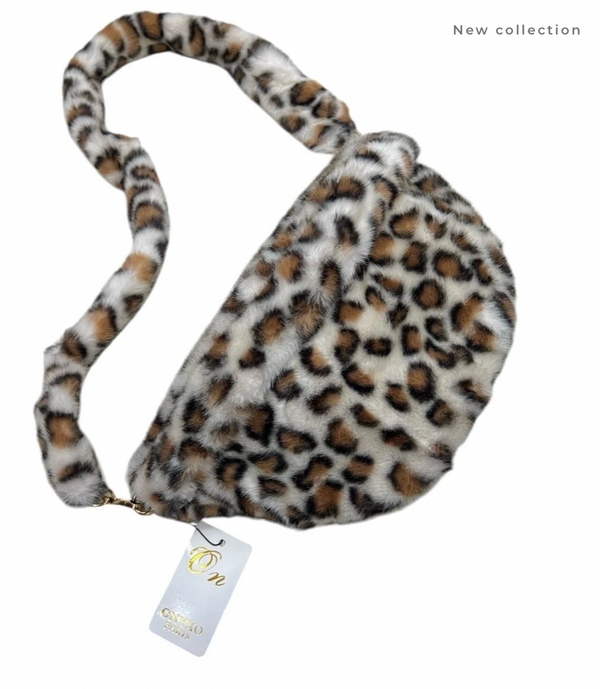 Faux Fur Leopard Pouch Bag