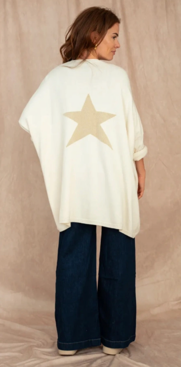 Cream Cardigan w/Back Star