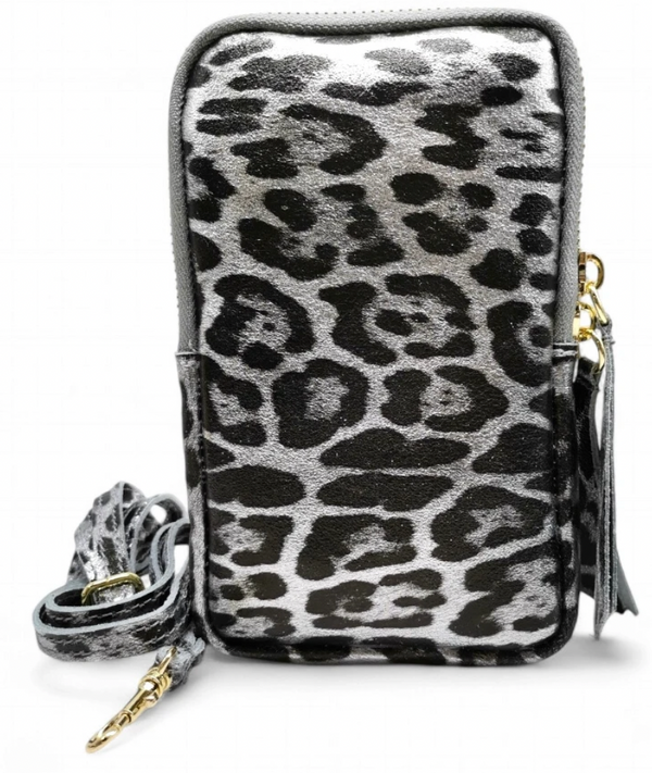 Leopard Print Leather Phone bag