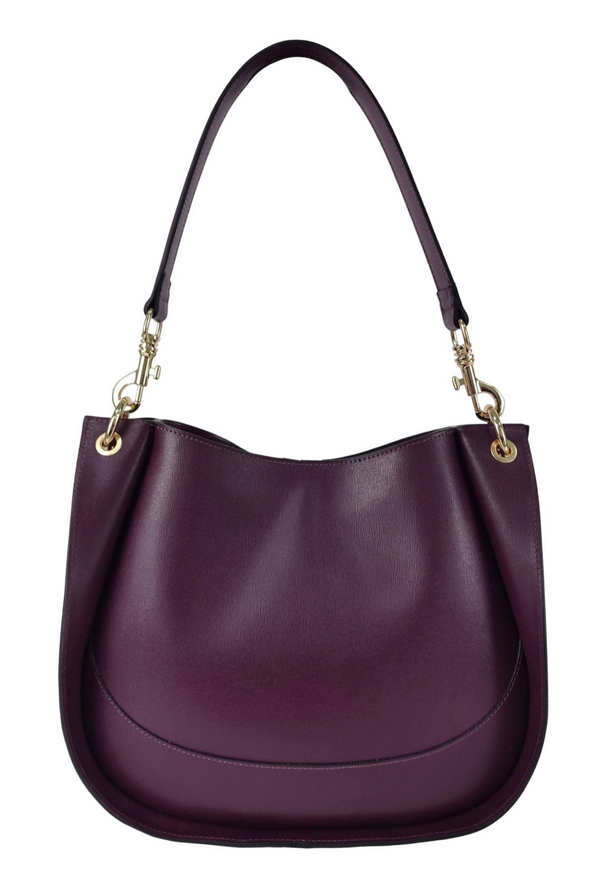 Saffiano genuine leather bag in burgundy