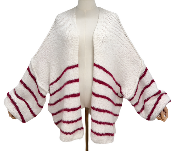 Burgundy Stripe Cardigan