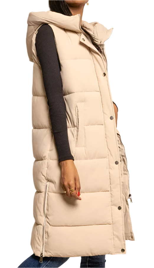 Long Sleeveless Puffer Coat