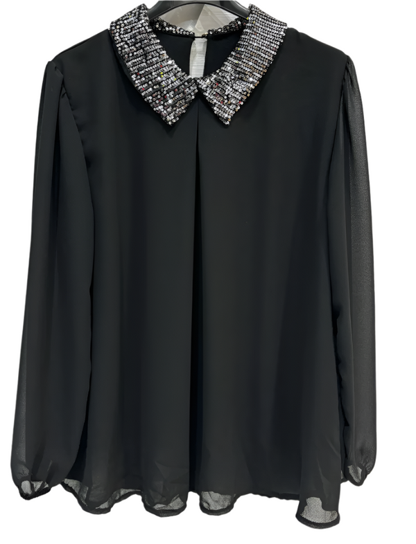 Blouse w/Sequin Collar