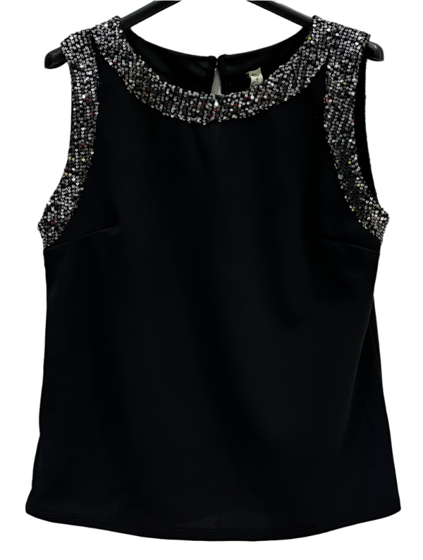 Sleeveless Sequinned Border Top