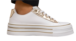 White Platform Trainer w/Gold Detail