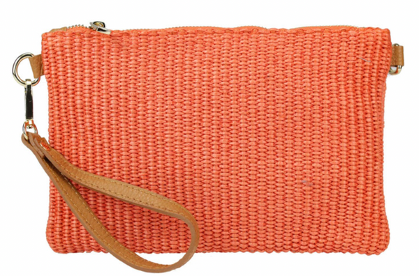 ORANGE Raffia Clutch Bag