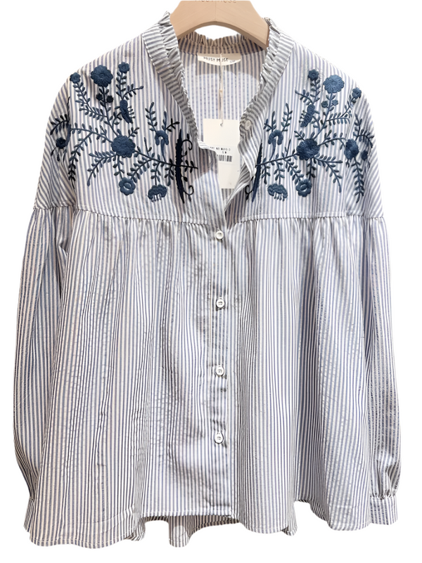 Embroidered Striped Blouse