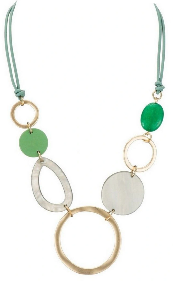 Short Chain Link & Resin Necklace green
