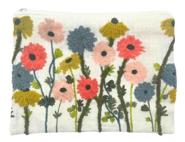 Embroidered Flowers Pouch