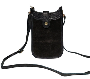 Black italian leather phone bag 