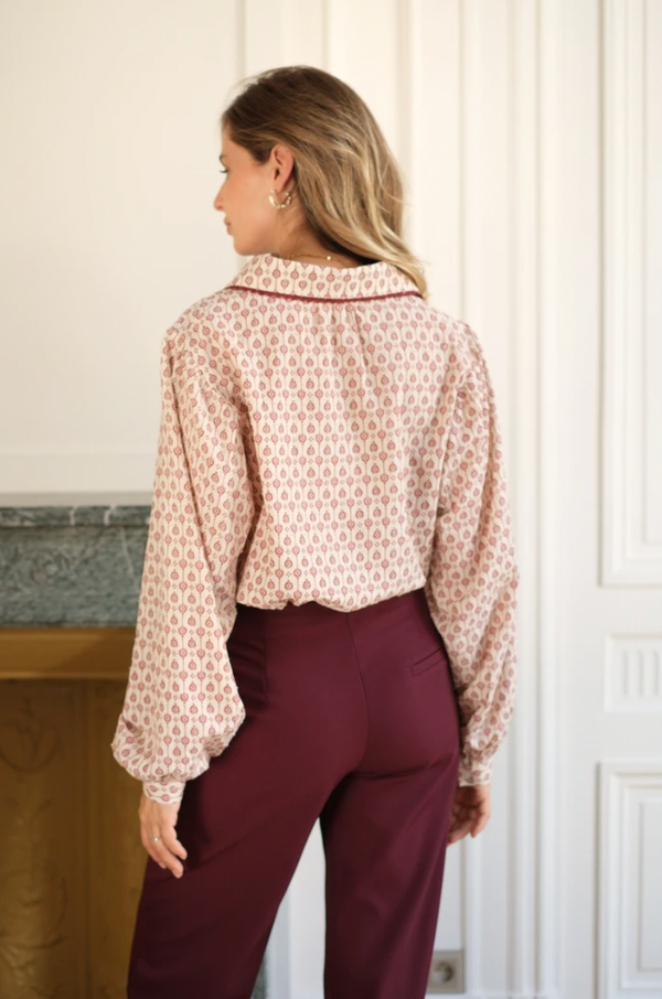 Printed Blouse w/Puff Sleeve
