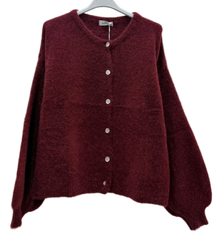 BURGUNDY ALPACA WOOL CARDIGAN