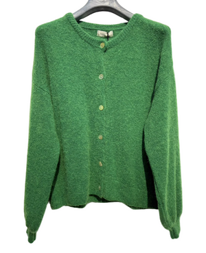 GREEN ALPACA WOOL CARDIGAN