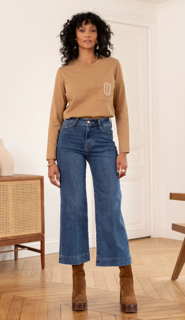 Cropped Wide Leg Flair Jeans