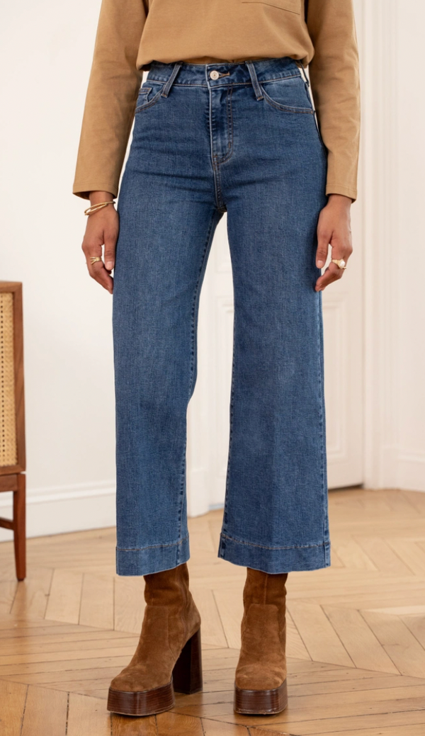 Cropped Wide Leg Flair Jeans