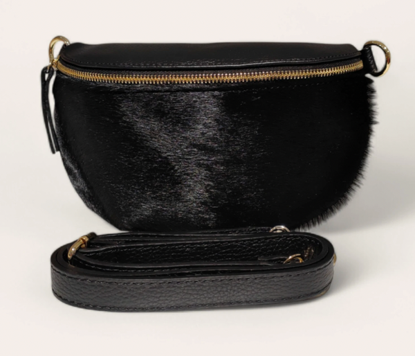 Pony Hair Leather Pouch Bag