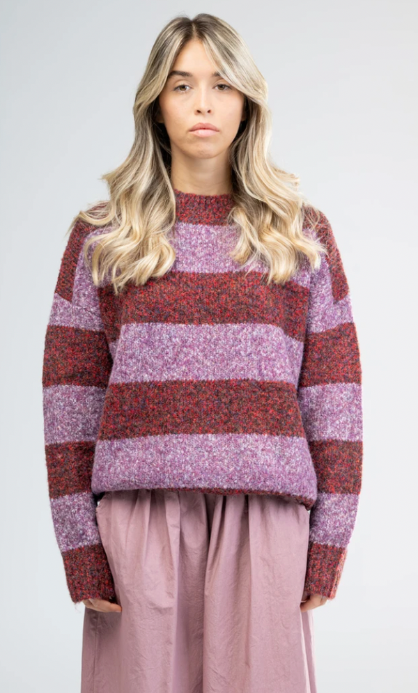 Burgundy & Pink Striped Jumper