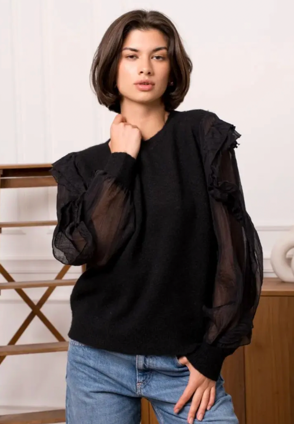 Sweater w/See Through Sleeve Detail