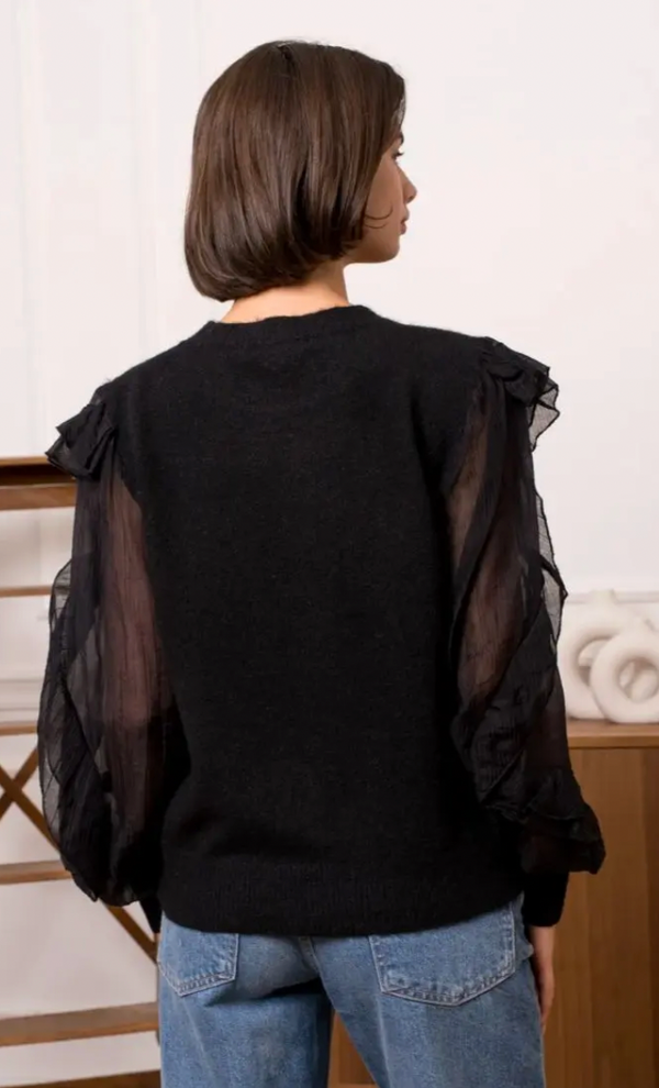 Sweater w/See Through Sleeve Detail