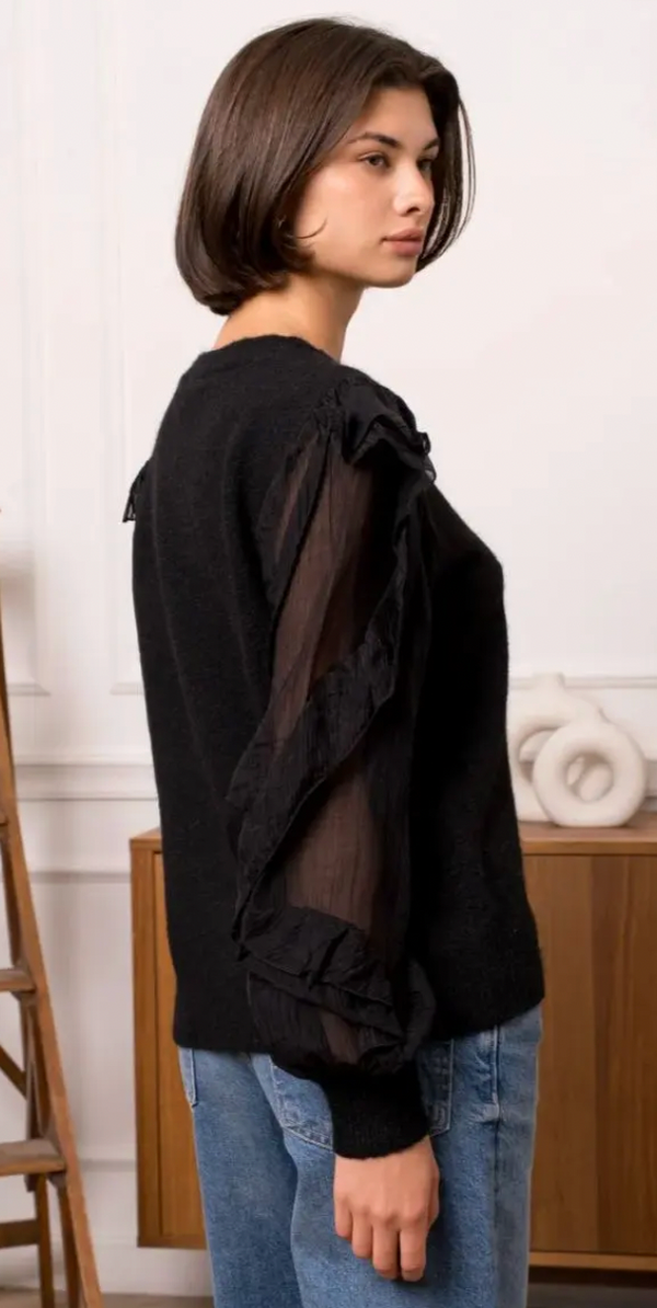 Sweater w/See Through Sleeve Detail