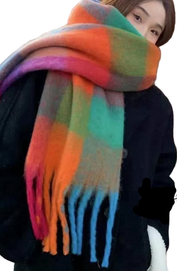 Bright multi coloured blanket scarf
