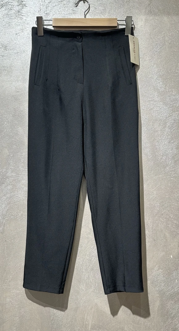 High-waisted Straight Trousers w/Structured Pleats