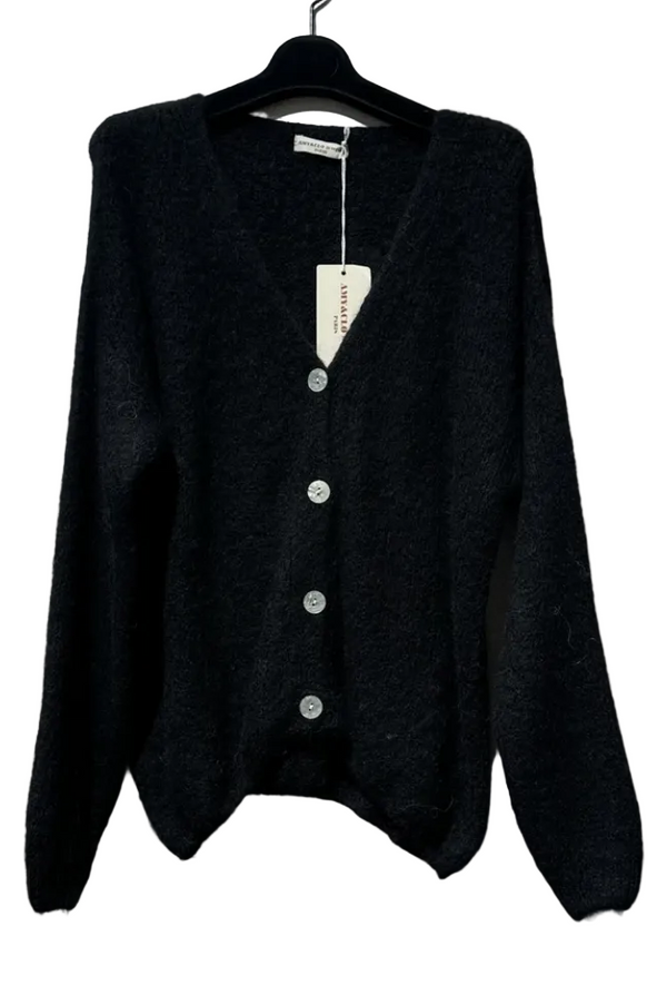 Alpaca wool cardigan in black