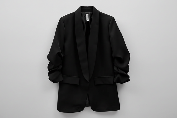 Black blazer with rouched sleeves