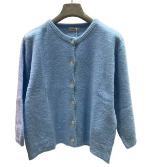 Superfine alpaca wool cardigan with round neck