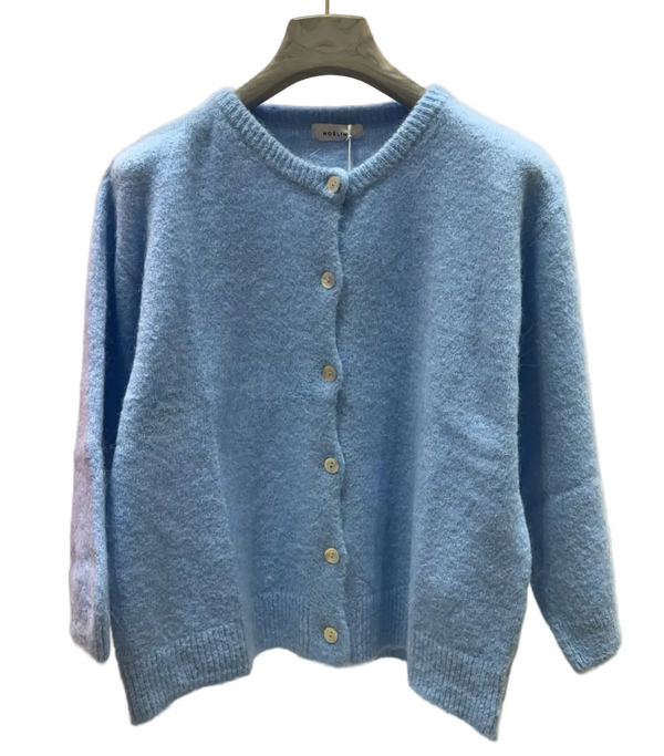 Superfine alpaca wool cardigan with round neck