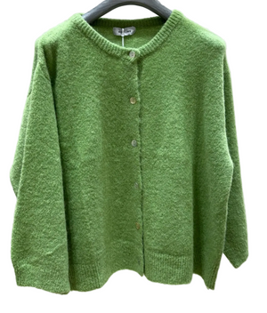 Superfine alpaca wool cardigan with round neck