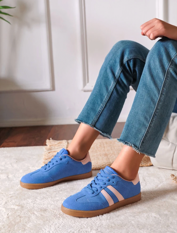 Blue Trainers w/Pink Stripe