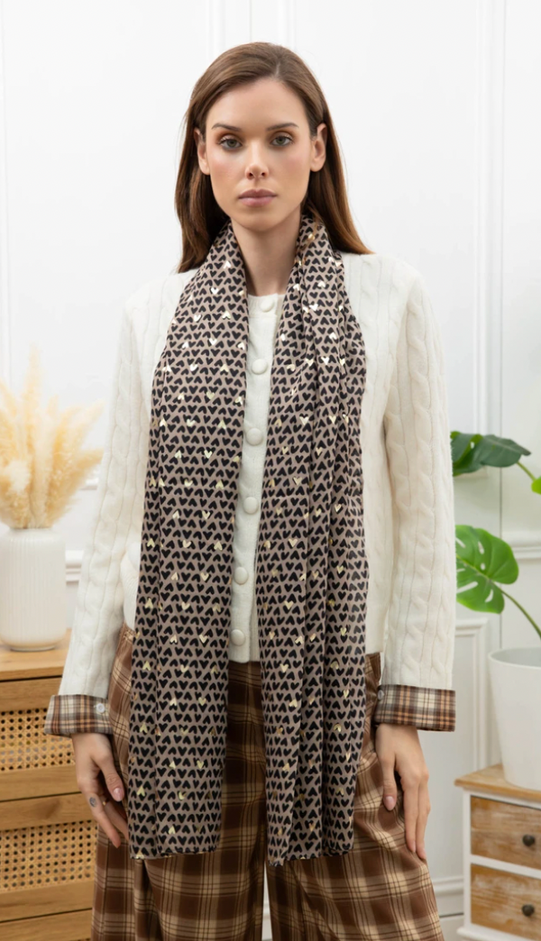 Hearts & Gold Foil Scarf