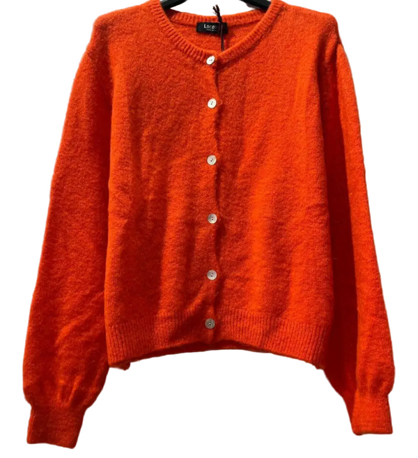 round neck baby alpaca cardigan in red