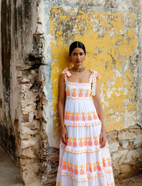 Pineapple Embroidered Dress