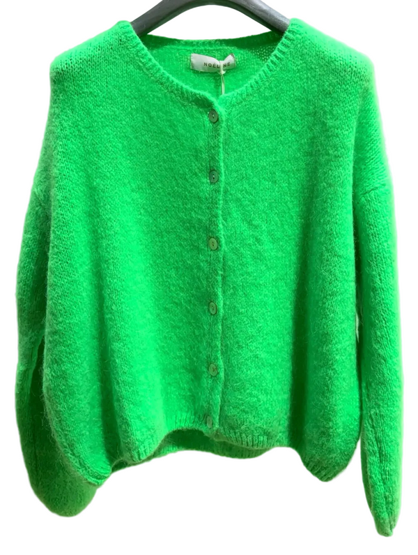 Mohair and Alpaca cardigans in neon green