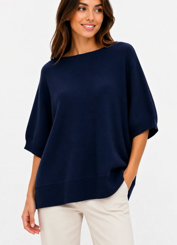 Oversized, Poncho-Style Fine Knit Sweater
