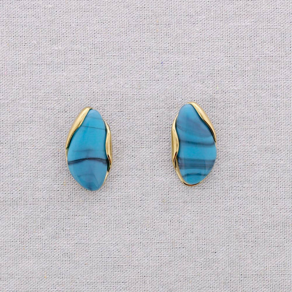 Steel Earrings Irregular Shape Resin