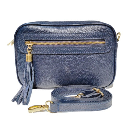 Navy Italian leather bag