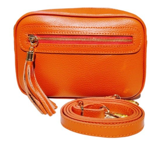 Italian leather bag orange