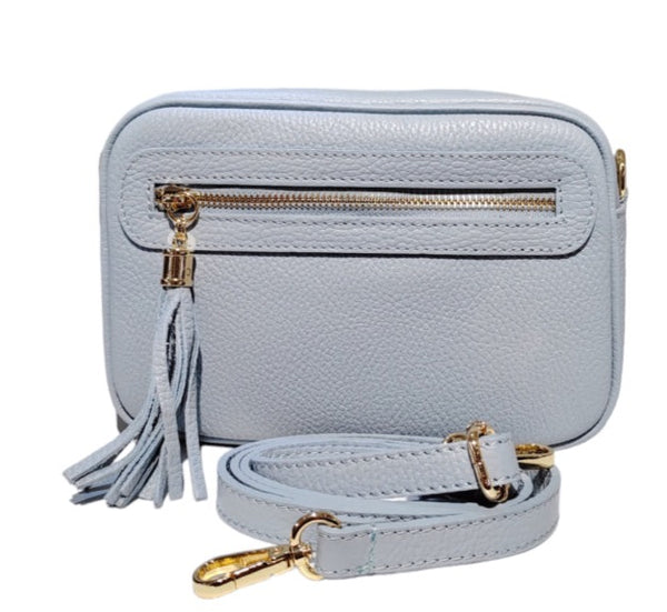 Italian leather bag pale blue