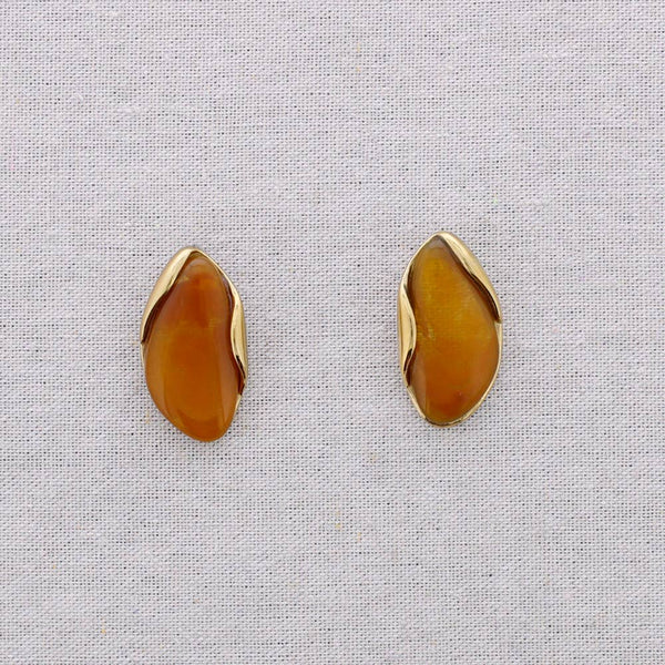 Steel Earrings Irregular Shape Resin
