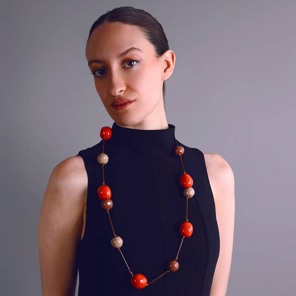 Long Necklace with Resin Bead Balls