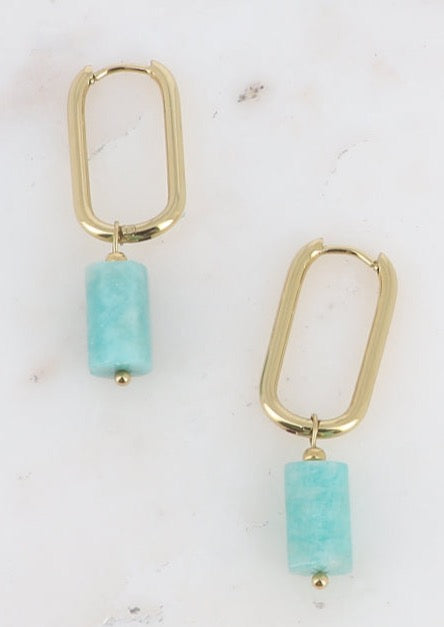 Semi Precious Stone Pendant Earrings