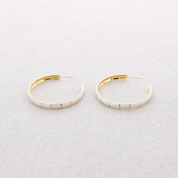 5Cm Enamel Steel Hoop Earrings