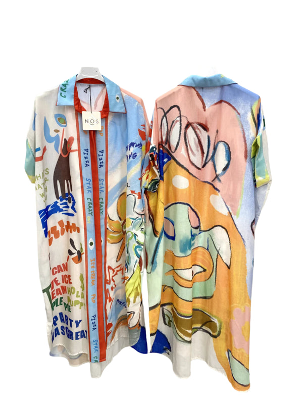 Long Printed Shirt Dress - Summer
