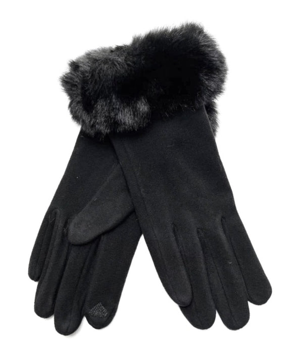 soft lined gloves with furry cuff detail