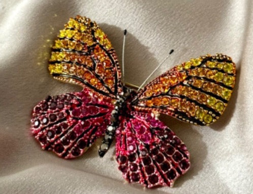 Rhinestone Butterfly Broach
