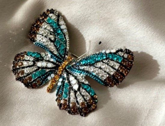 Rhinestone Butterfly Broach